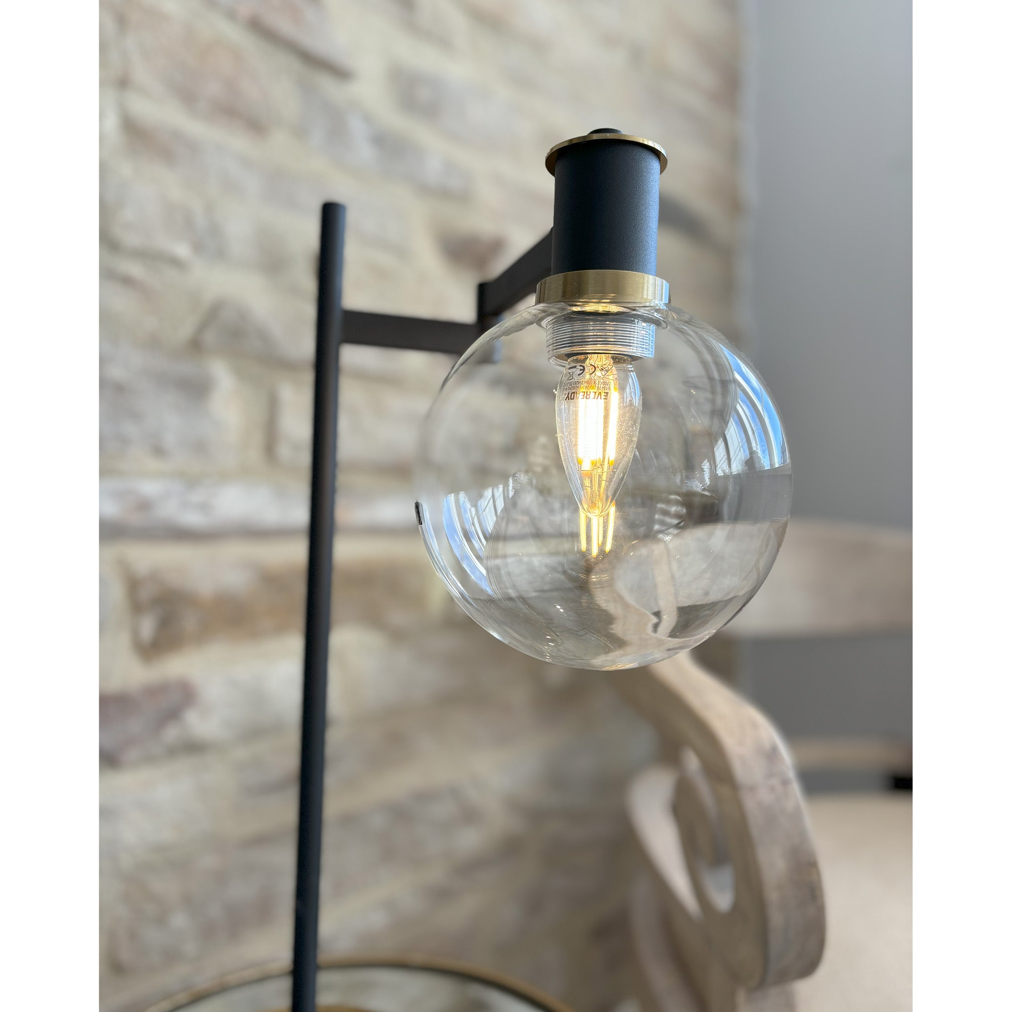 Adjustable Swing Arm Table Lamp with Glass Shade